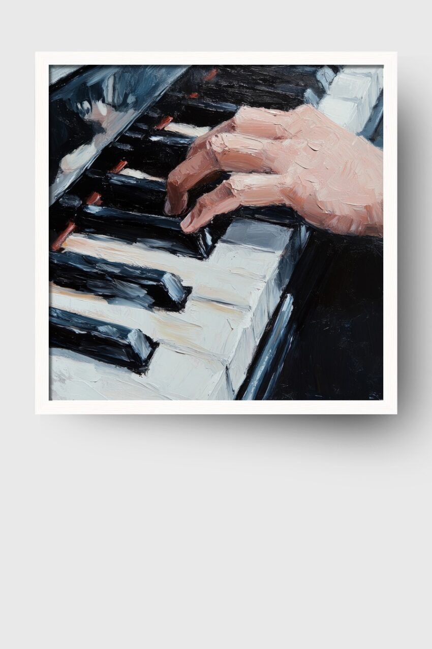 Malerei Poster Hand am Klavier Nahaufnahme Fingerspitzen
