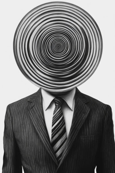 Mann Spirale Kopf Gerahmt