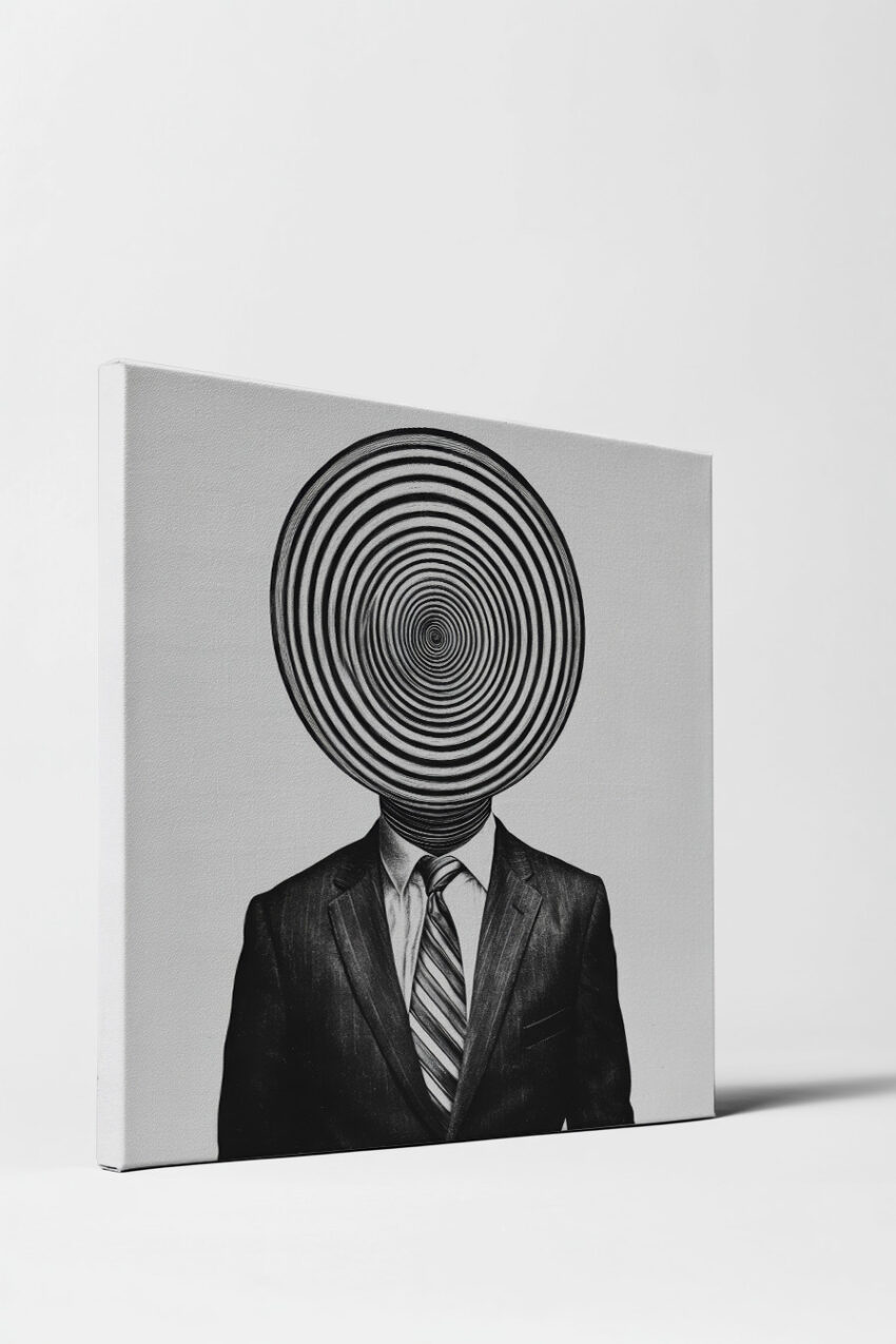 Grafik Poster Mann Spirale schwarz-weiß