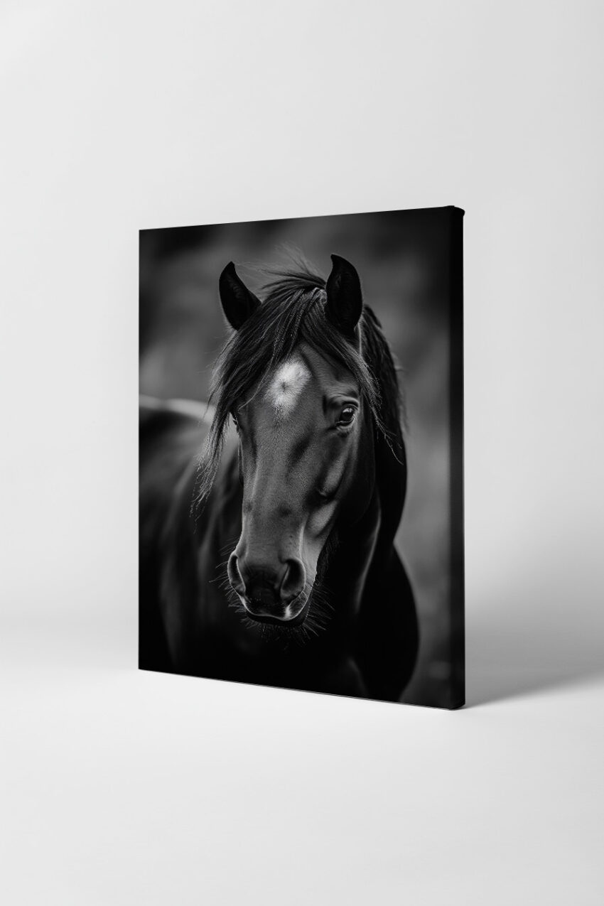 Fotografie Poster Pferd Porträt frontal schwarz-weiß