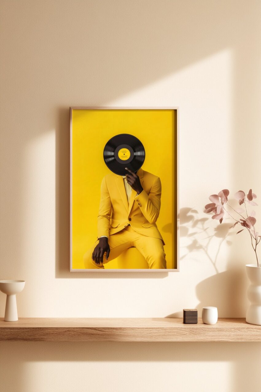Fotografie Poster Platte Gesicht schwarz gelb auffällig