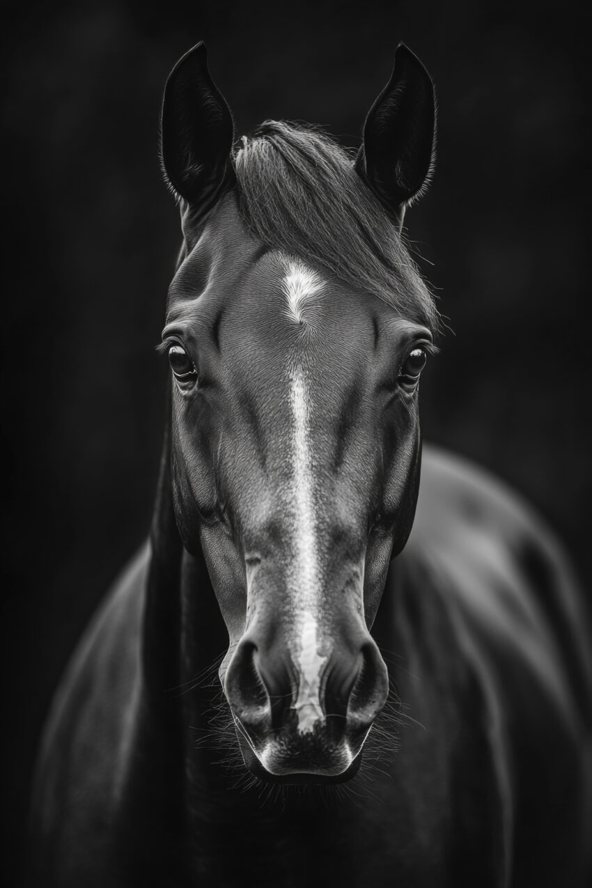 Fotografie Poster Pferd frontal schwarz-weiß