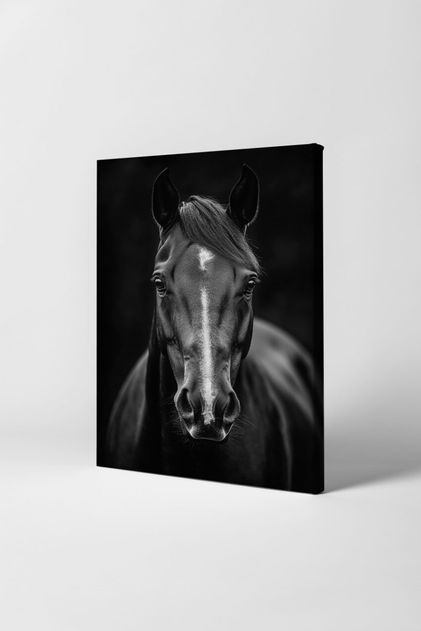 Fotografie Poster Pferd frontal schwarz-weiß