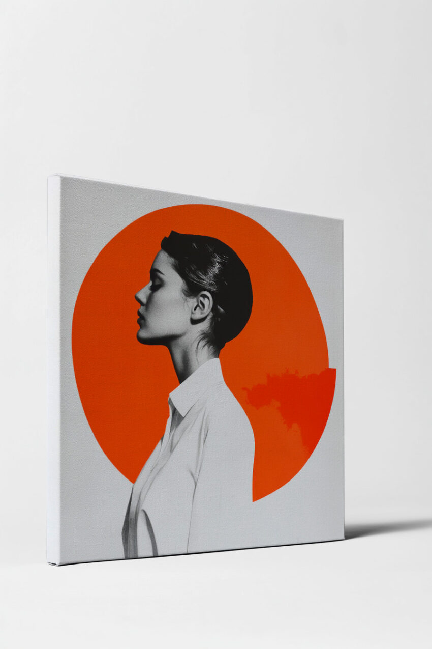 Fotografie Poster Frau Profil schwarz-weiß orange