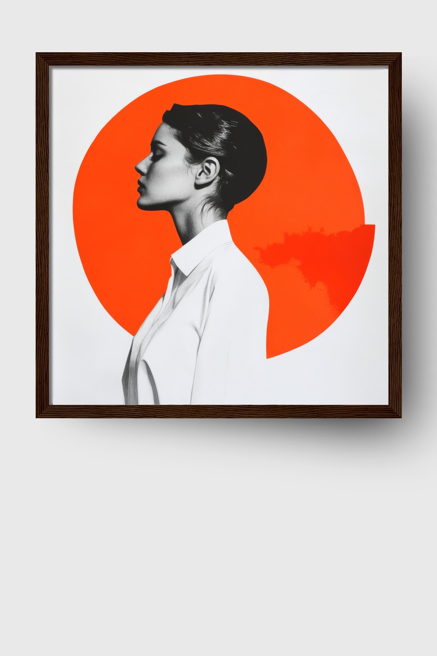 Fotografie Poster Frau Profil schwarz-weiß orange