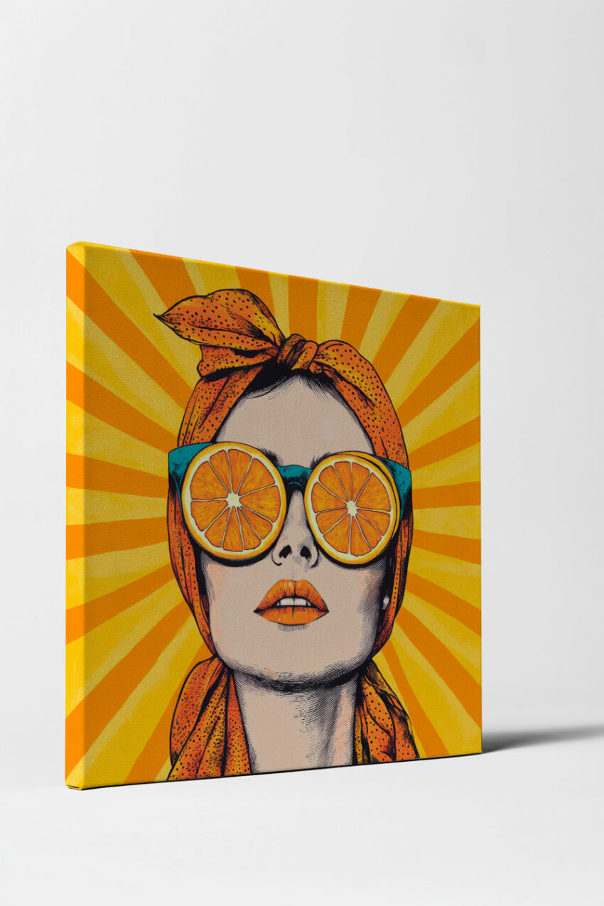 Illustration Poster Frau orange Sonnenbrille Popart