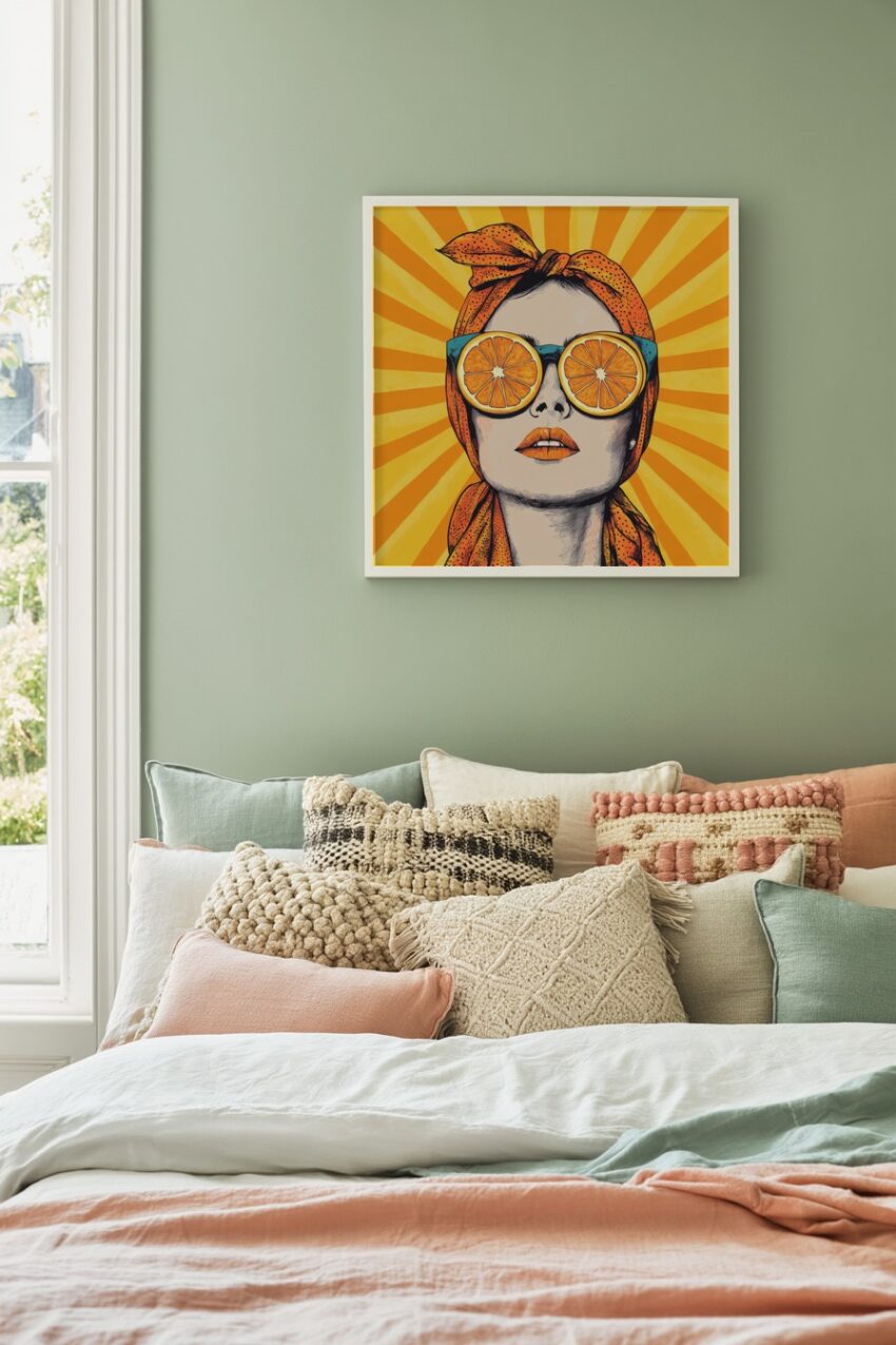 Illustration Poster Frau orange Sonnenbrille Popart