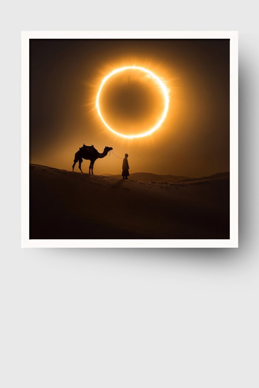 Fotografie Poster Kamel Sonnenfinsternis orange gelb