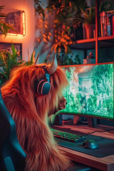 Hochlandrind Headset Gerahmt