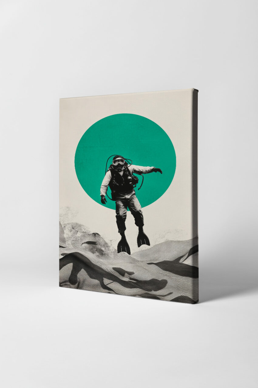 Grafik Poster Taucher schwarz-weiß grün Kreis