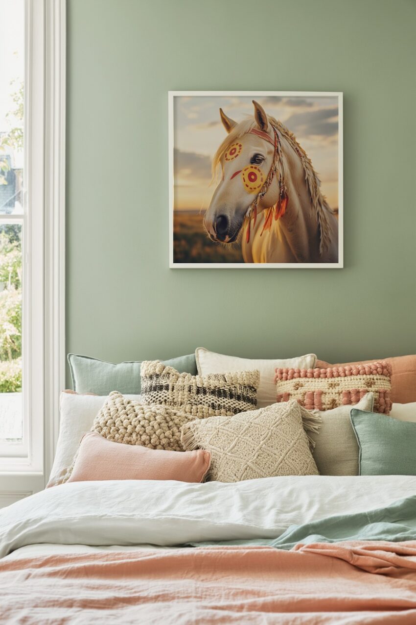 Fotografie Poster Pferdekopf bemalt bunt traditionell
