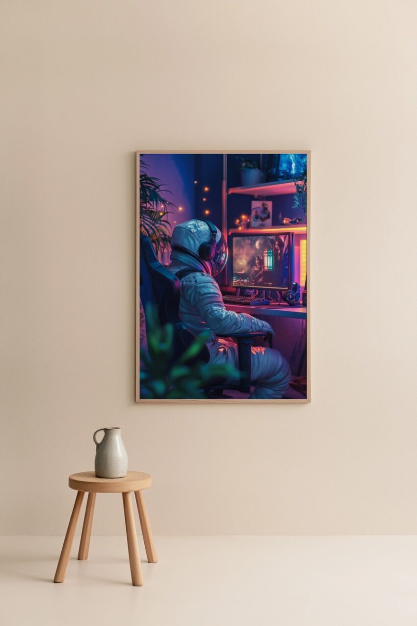 Digitale Kunst Poster Astronaut Headset Bildschirmlicht bunt