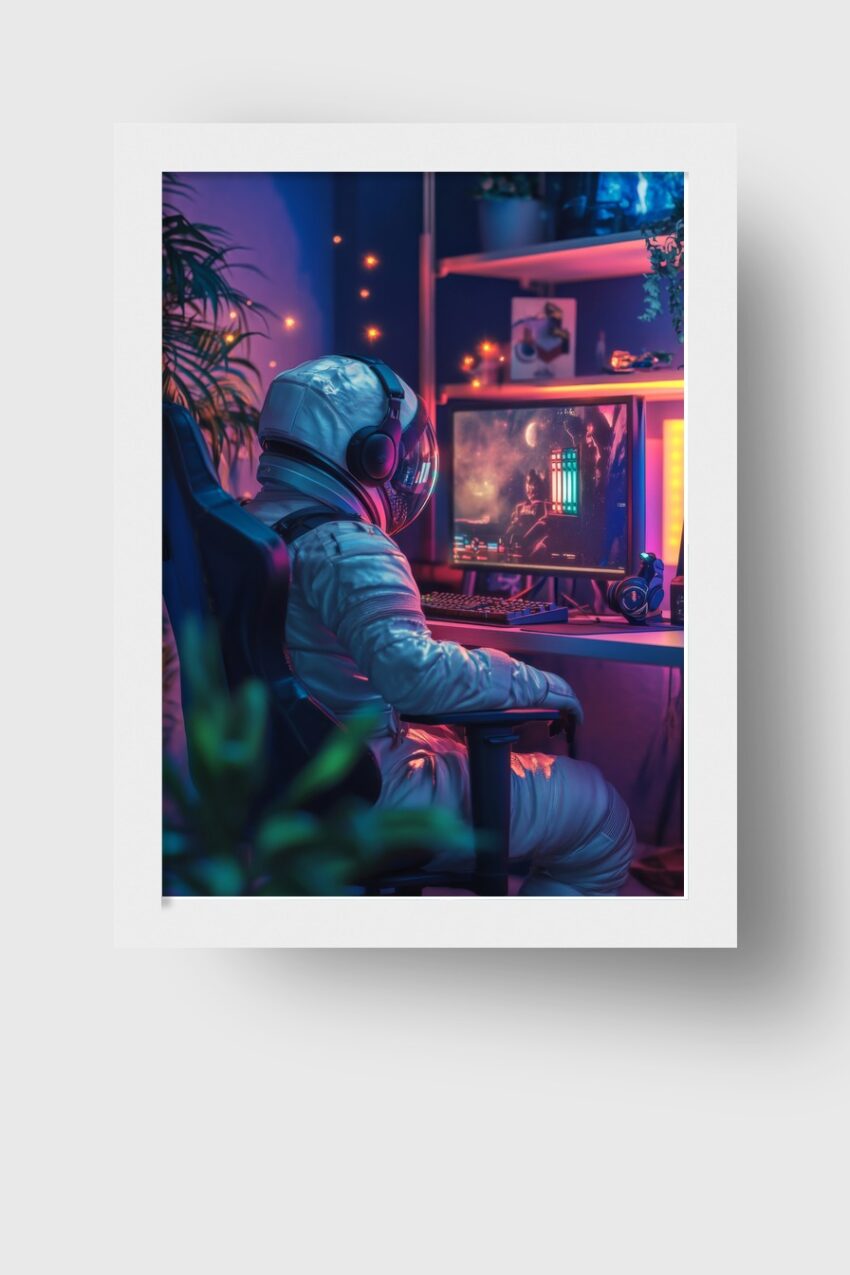 Digitale Kunst Poster Astronaut Headset Bildschirmlicht bunt