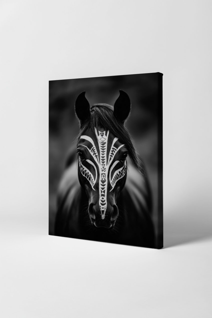 Fotografie Poster Pferd Bemalung schwarz weiß tribal
