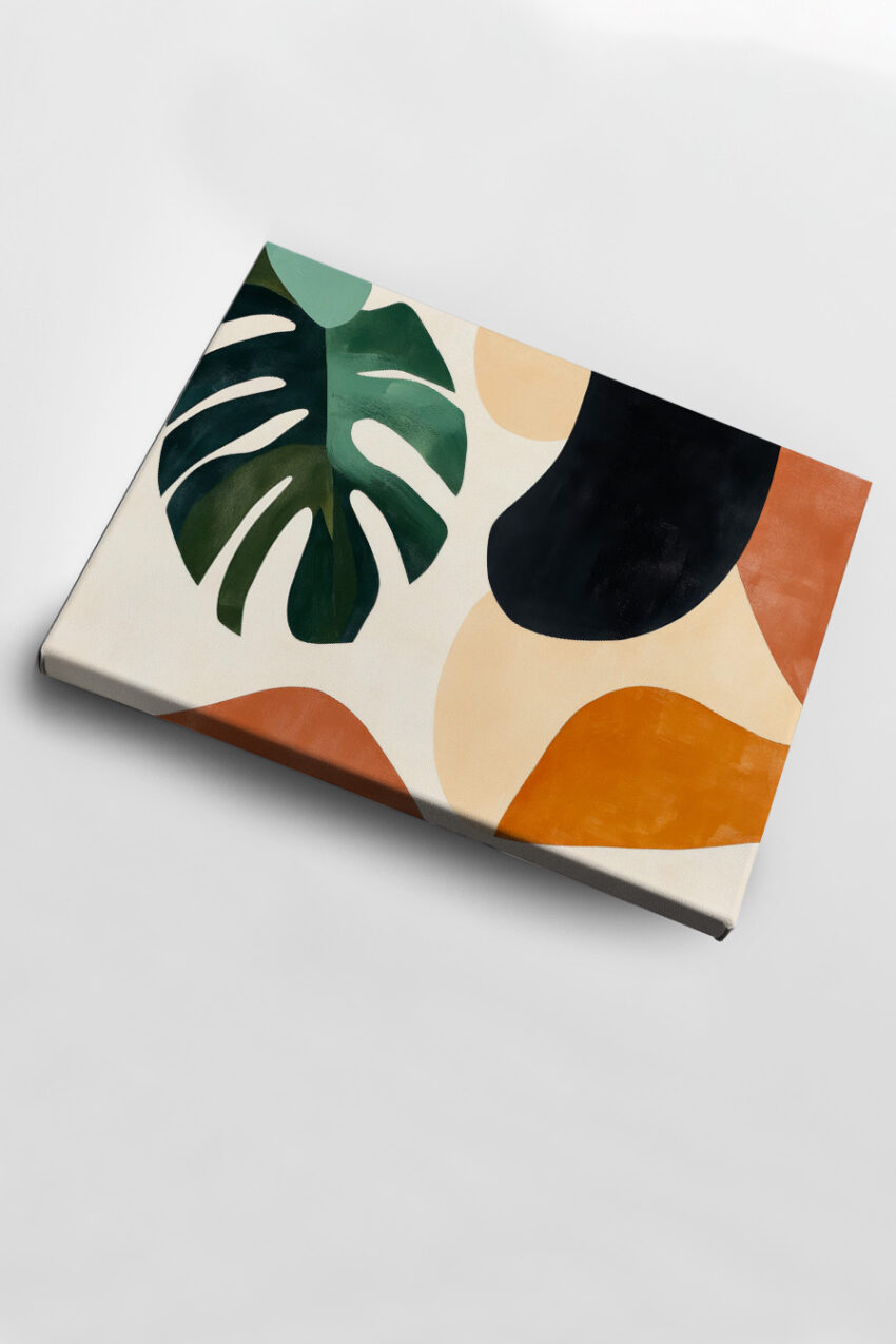 Illustration Poster Monstera Blatt grün erdig abstrakt