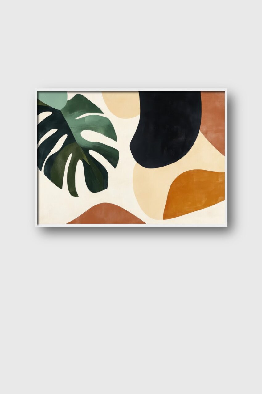 Illustration Poster Monstera Blatt grün erdig abstrakt
