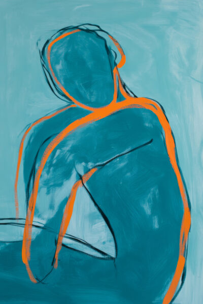 Figur Orange Kontur Gerahmt