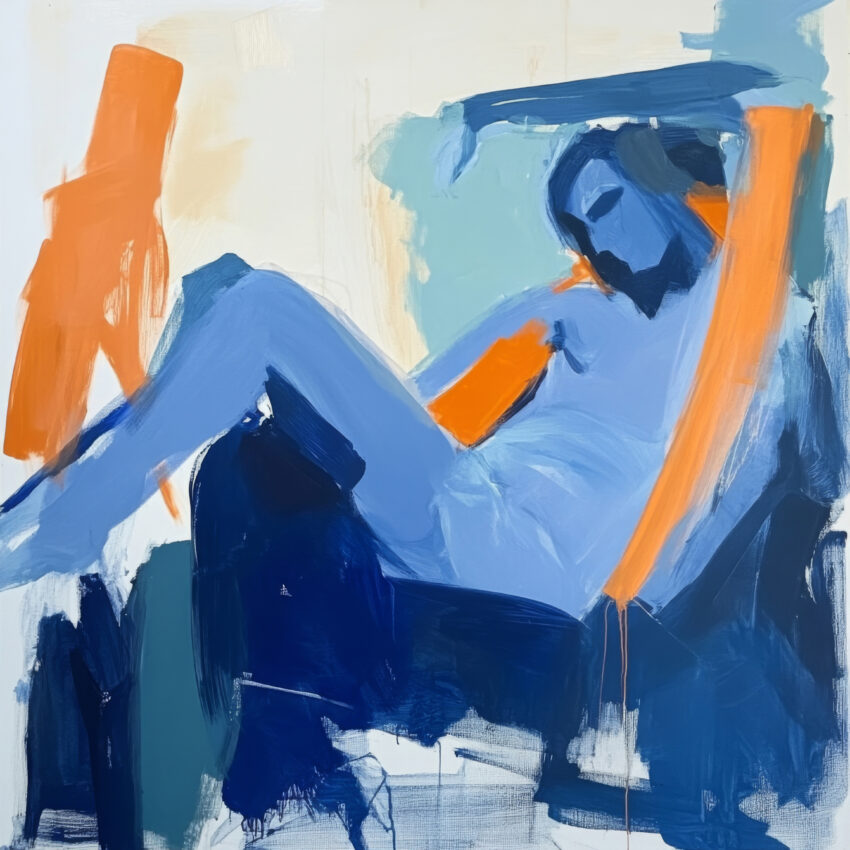 Malerei Poster Mann abstrakt blau orange