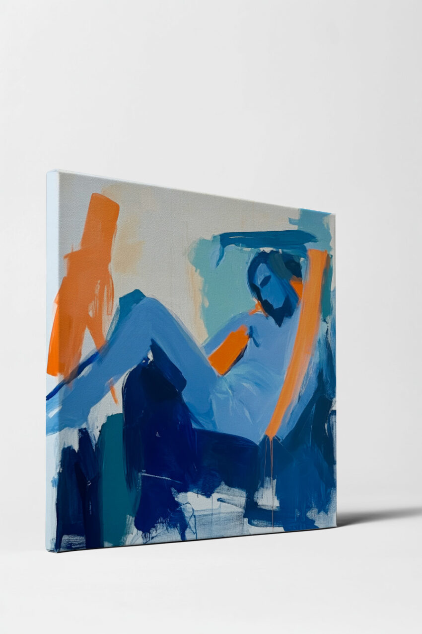 Malerei Poster Mann abstrakt blau orange