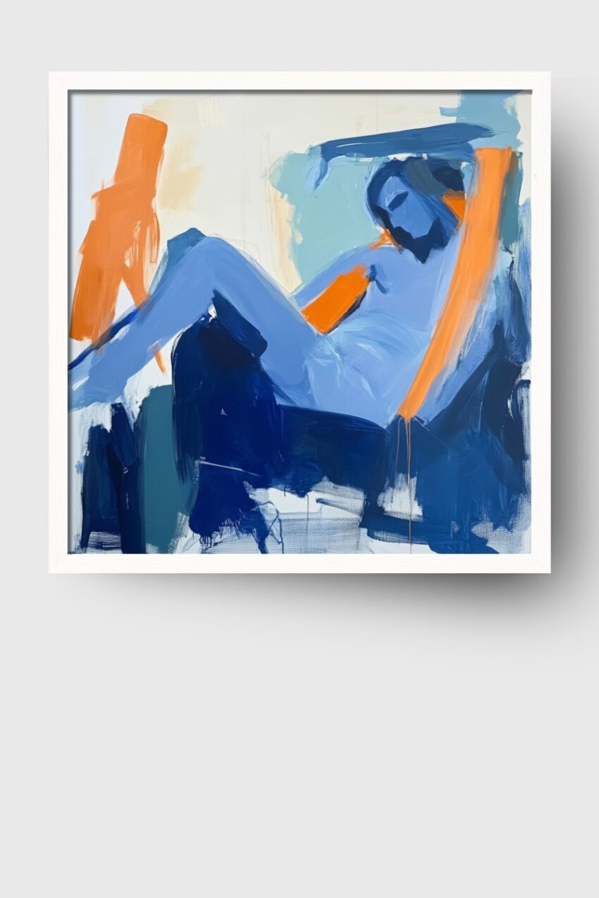 Malerei Poster Mann abstrakt blau orange