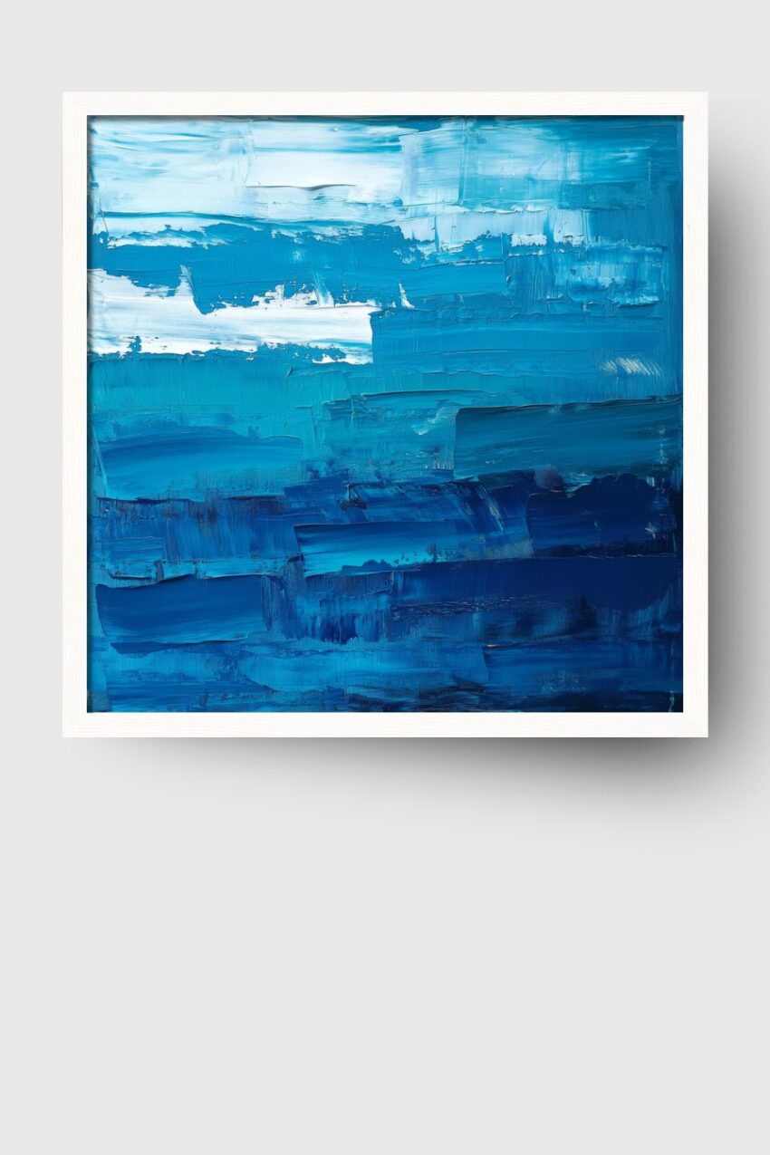 Abstrakt Poster Farbenstruktur Blau rau kräftig