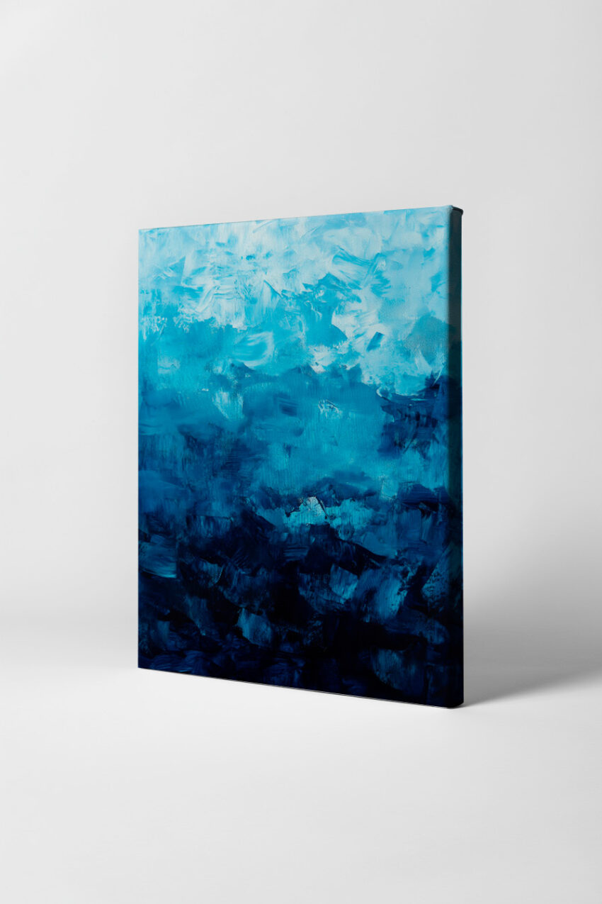 Abstrakt Poster blau Farbflächen Pinselstriche
