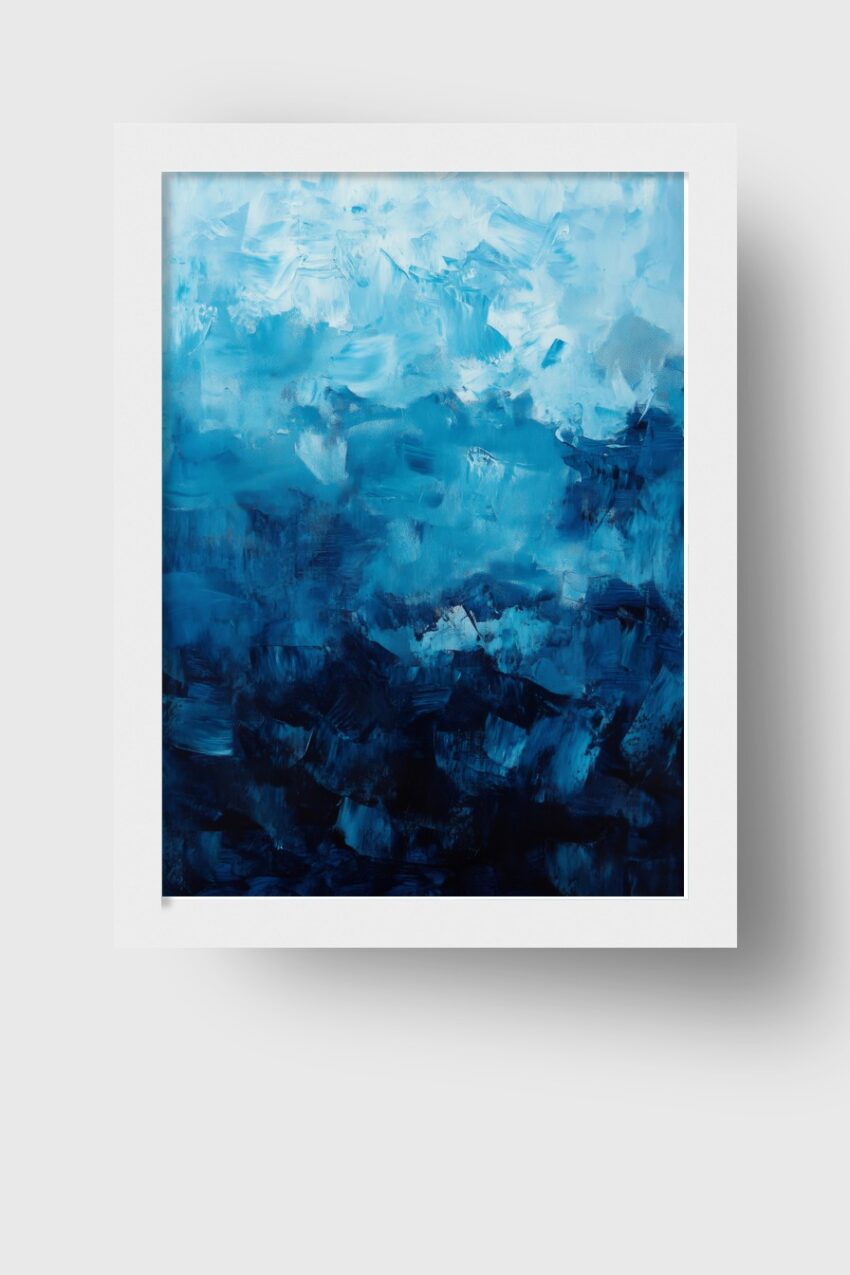 Abstrakt Poster blau Farbflächen Pinselstriche