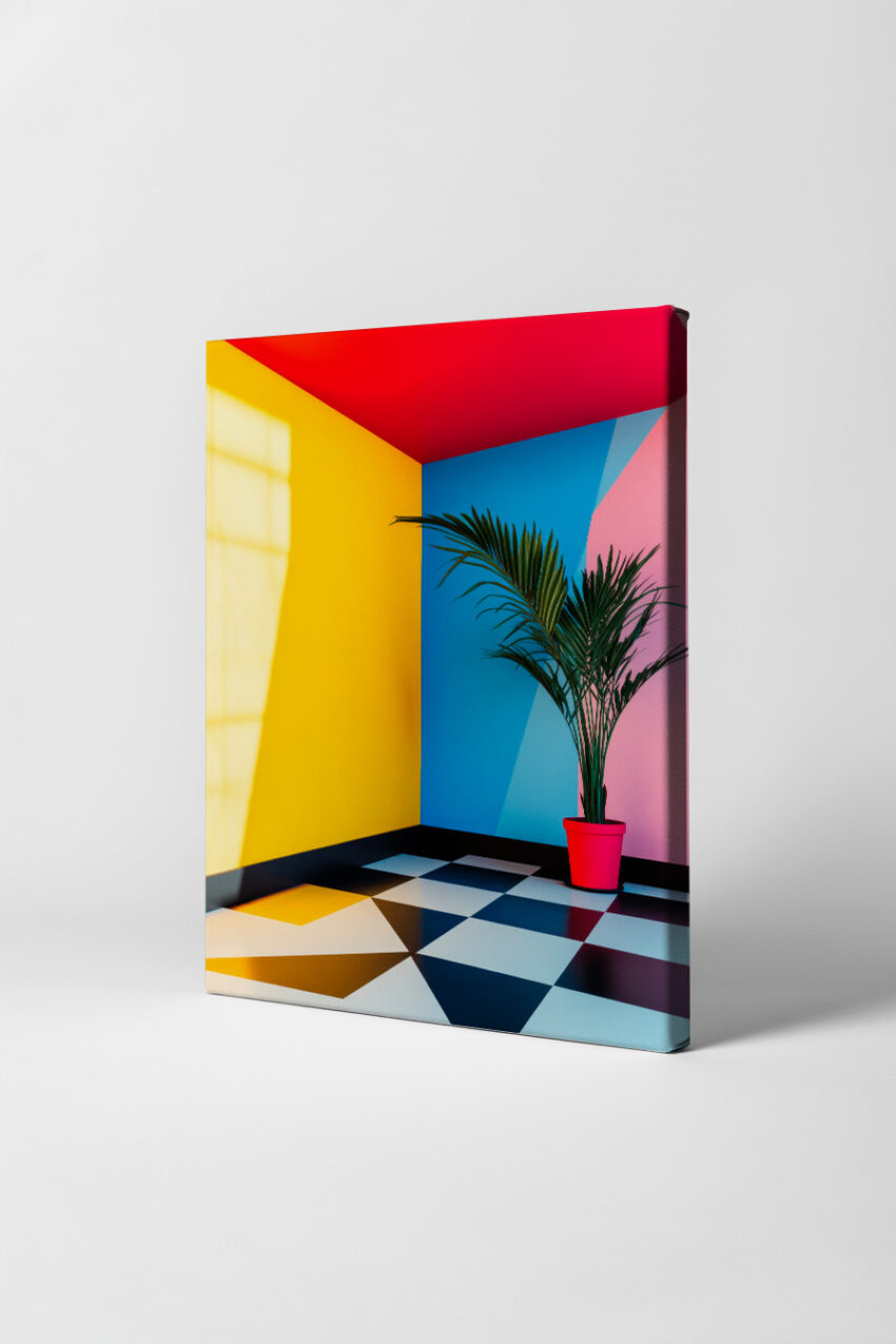 Fotografie Poster Palme Topf bunt geometrisch