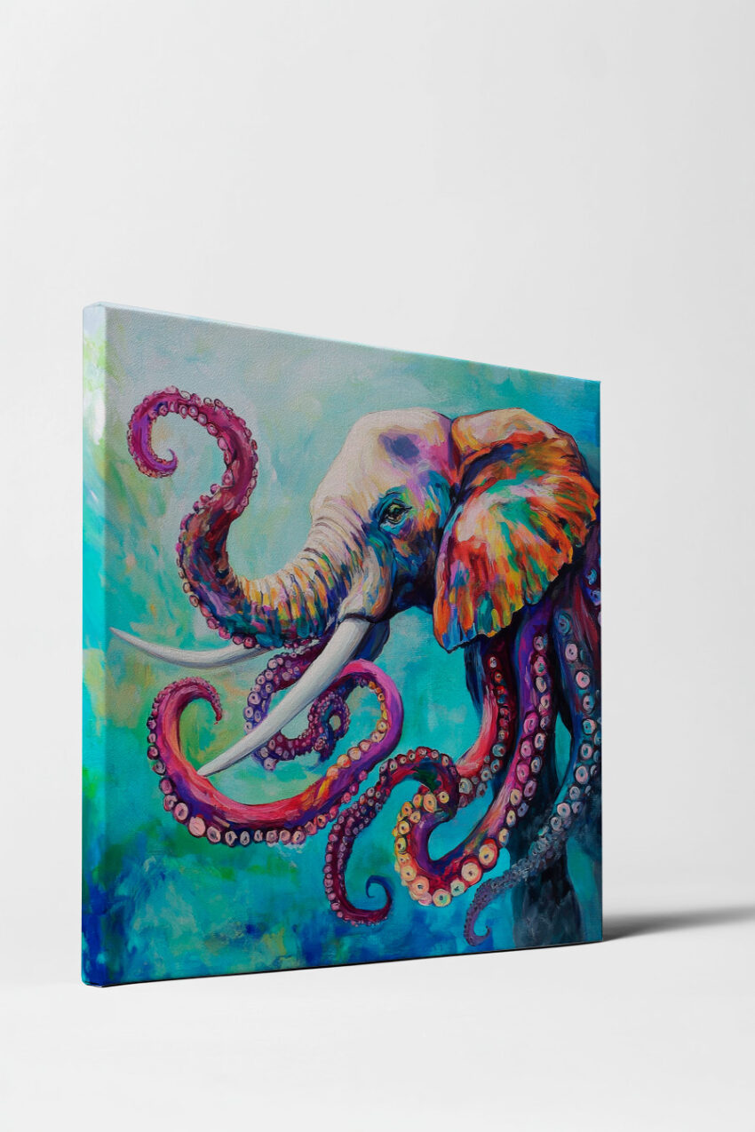 Digitale Kunst Poster Elefant Tentakel bunt surreal