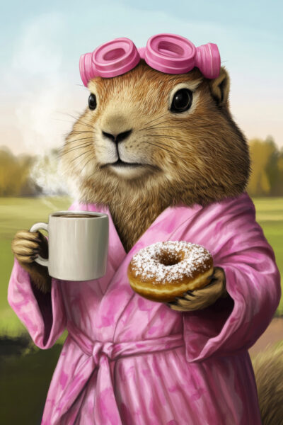 Erdhörnchen mit Donut Gerahmt