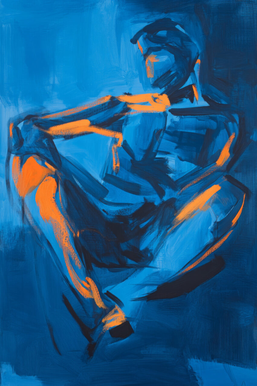 Malerei Poster Figur abstrakt blau orange