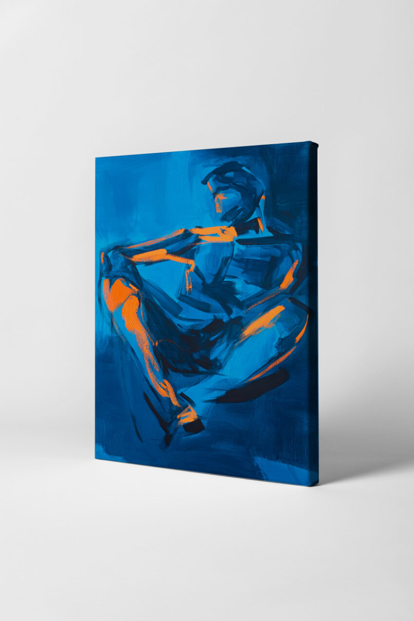 Malerei Poster Figur abstrakt blau orange