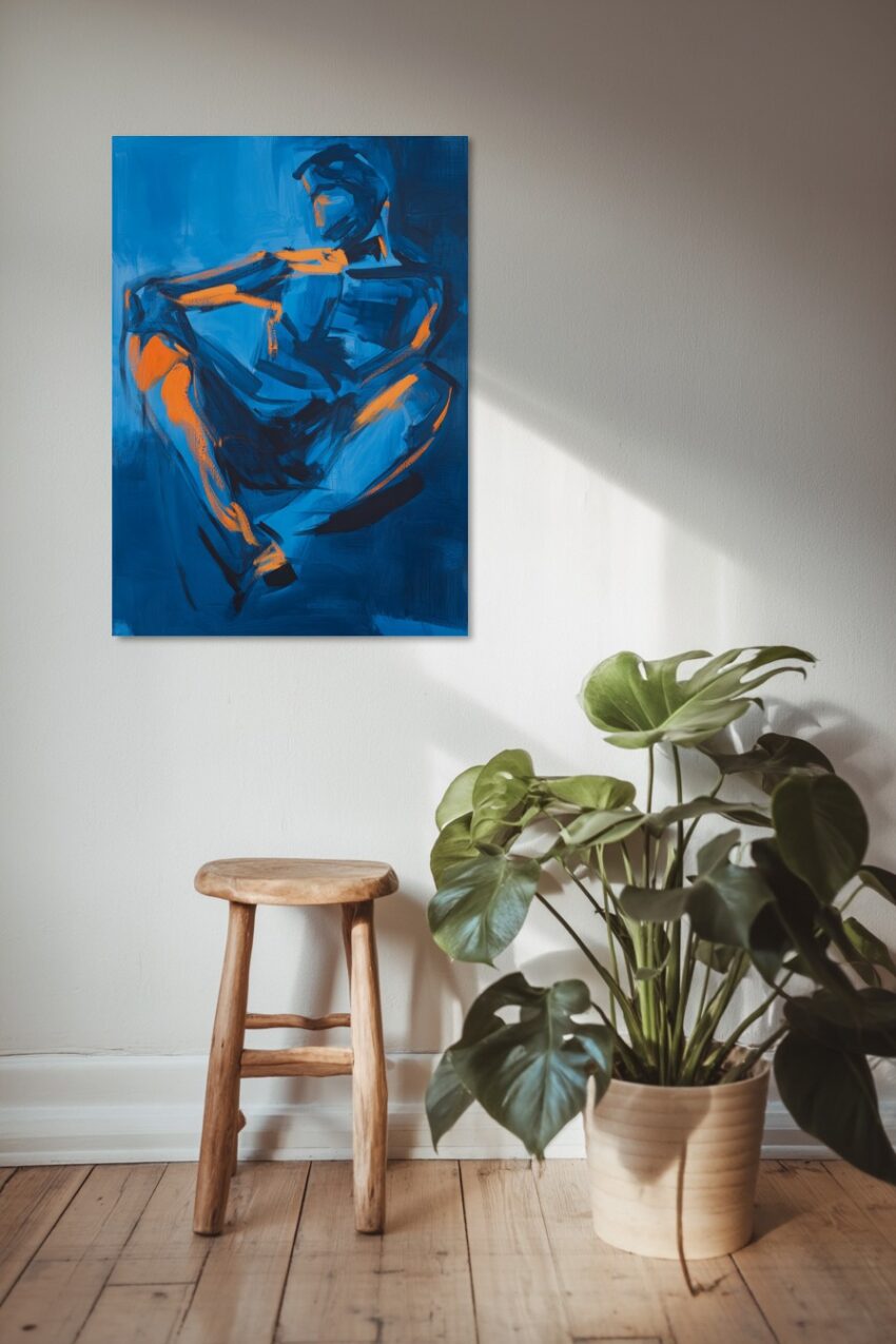 Malerei Poster Figur abstrakt blau orange