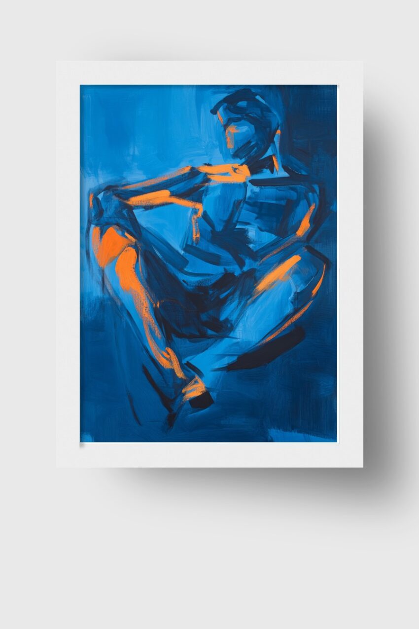 Malerei Poster Figur abstrakt blau orange
