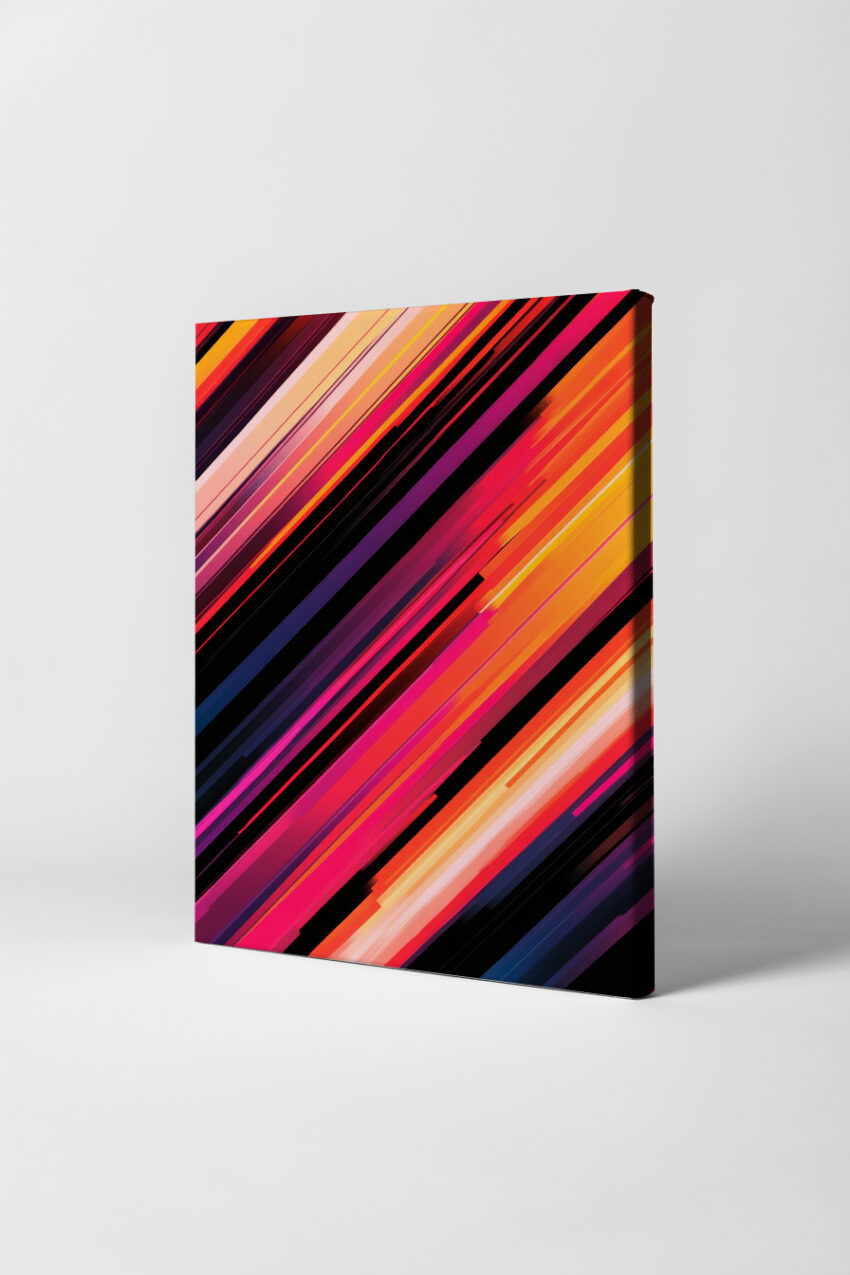 Digitale Kunst Poster Streifen Farbverlauf warm bunt diagonal