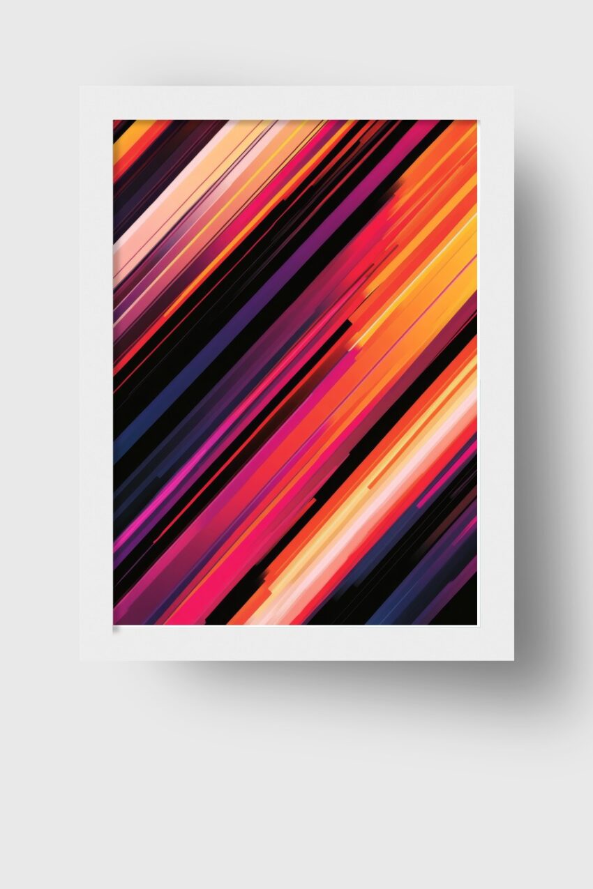 Digitale Kunst Poster Streifen Farbverlauf warm bunt diagonal