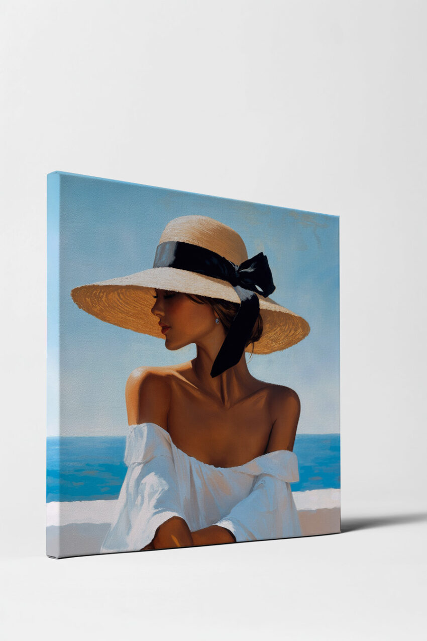 Fotografie Poster Frau Hut Seitenprofil sommerlich hell