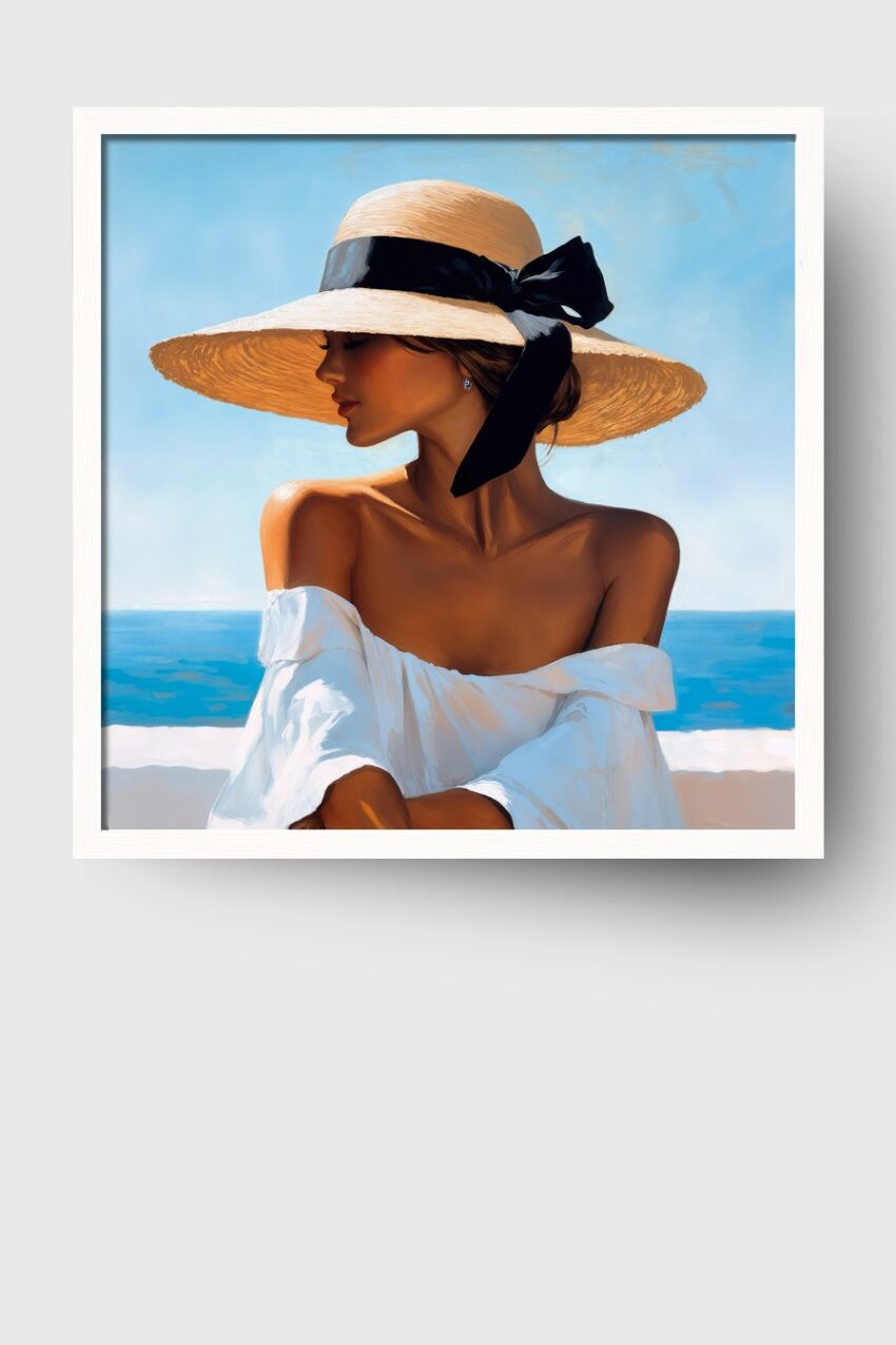 Fotografie Poster Frau Hut Seitenprofil sommerlich hell