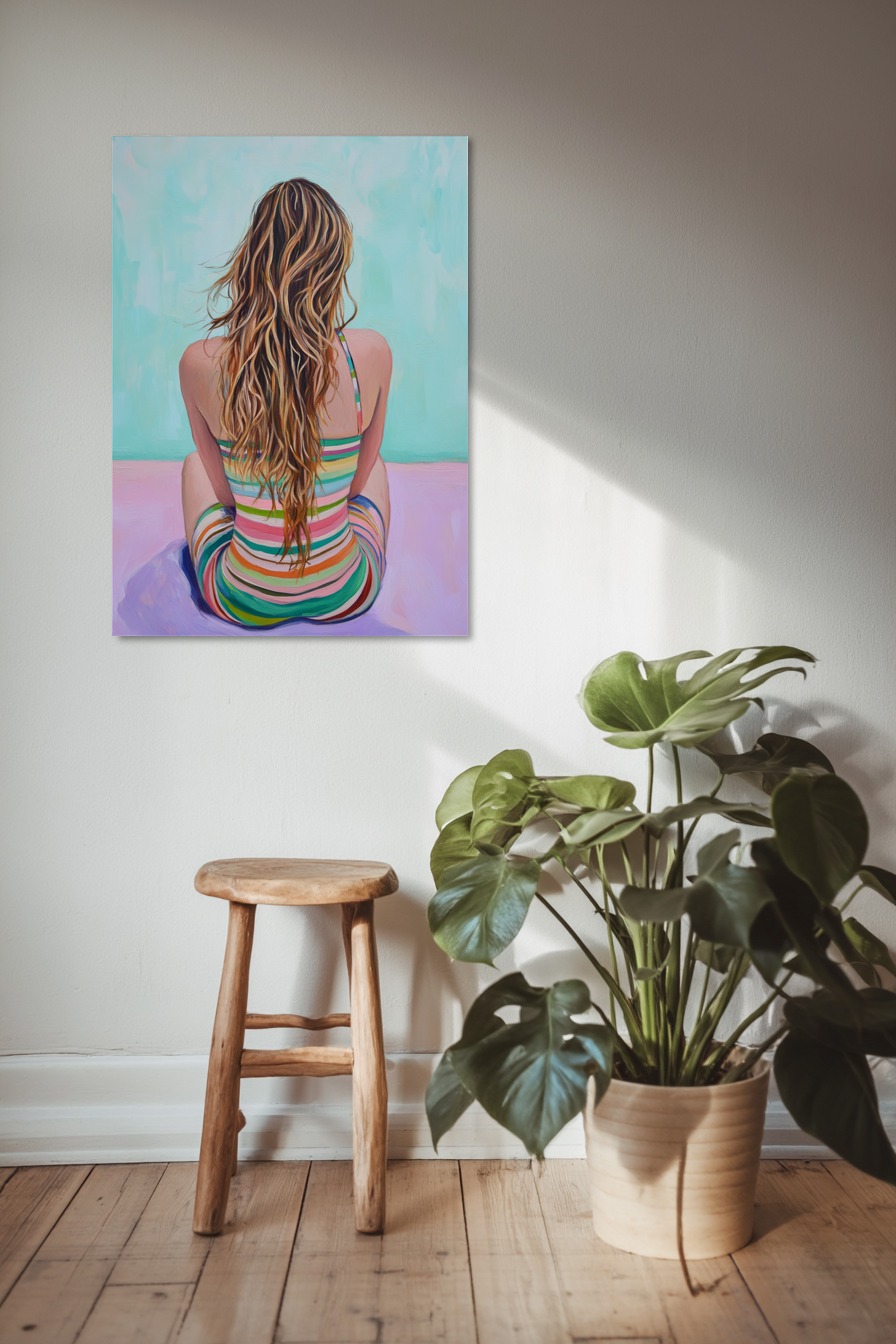 Frau Rücken Gestreift Poster – Bild 2
