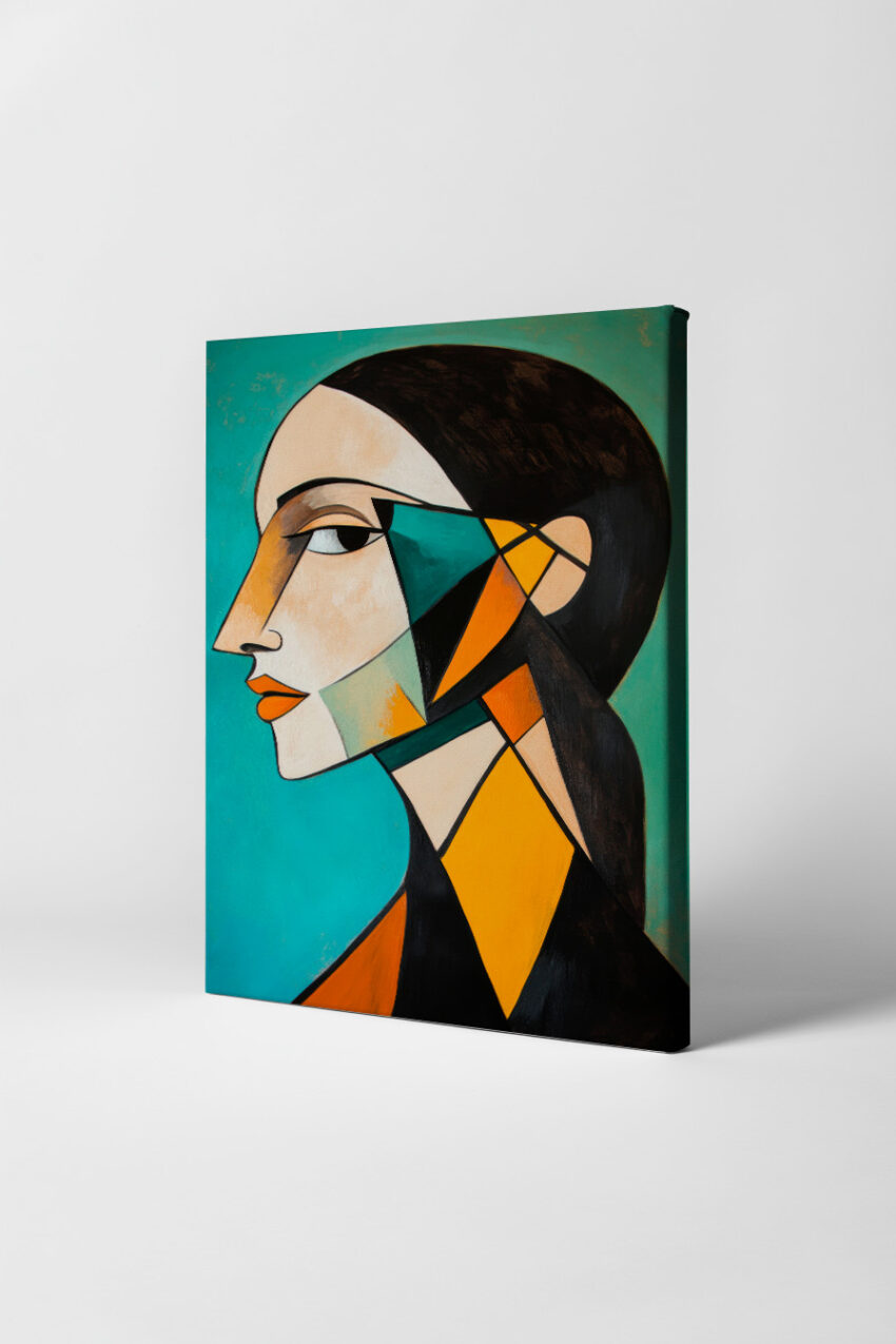Illustration Poster Frauenportrait abstrakt geometrisch farbig