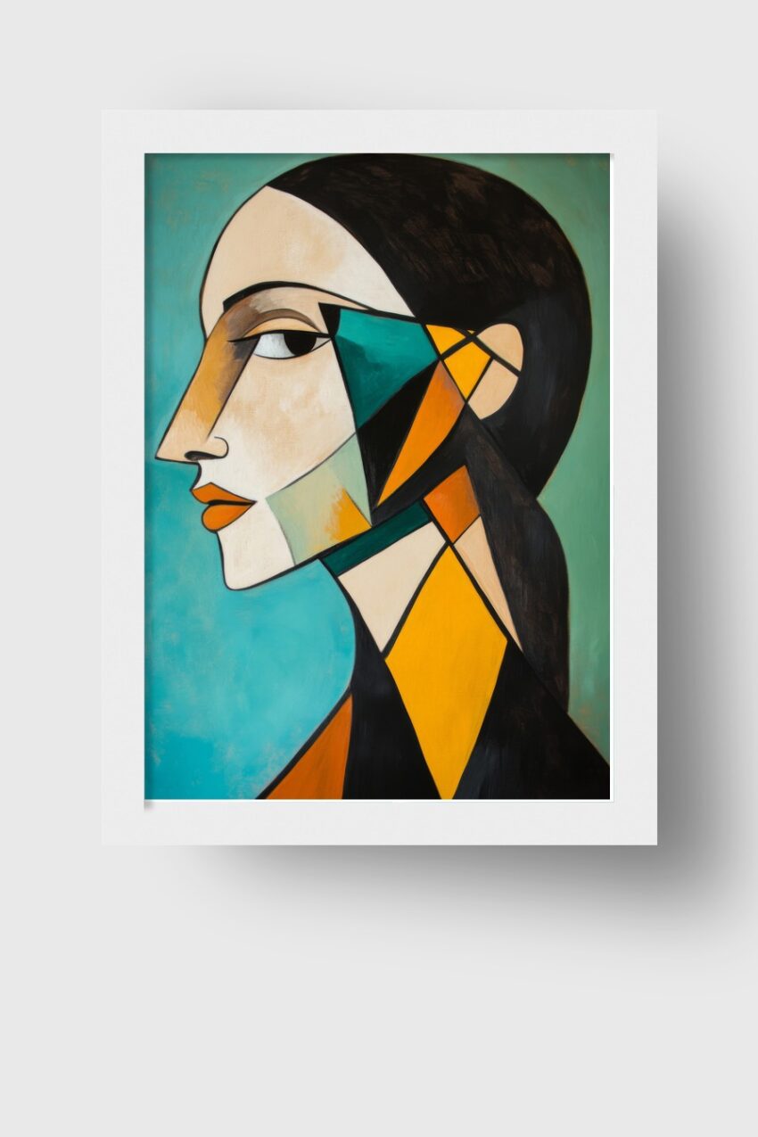Illustration Poster Frauenportrait abstrakt geometrisch farbig
