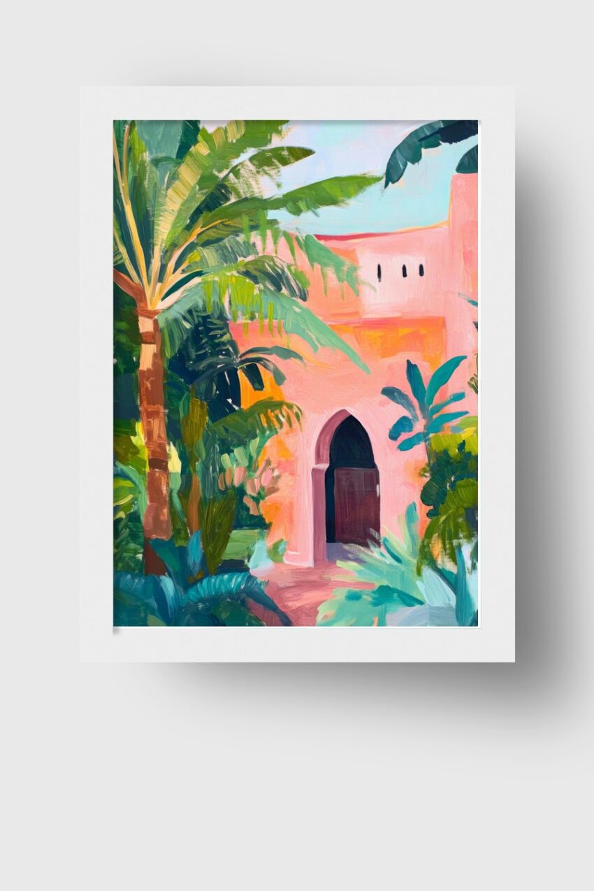 Malerei Poster Palme Arkade grün pink minimal