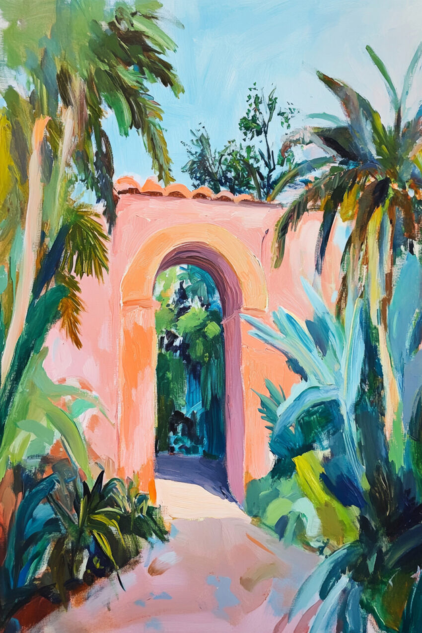 Malerei Poster Bogen Garten mediterran farbig