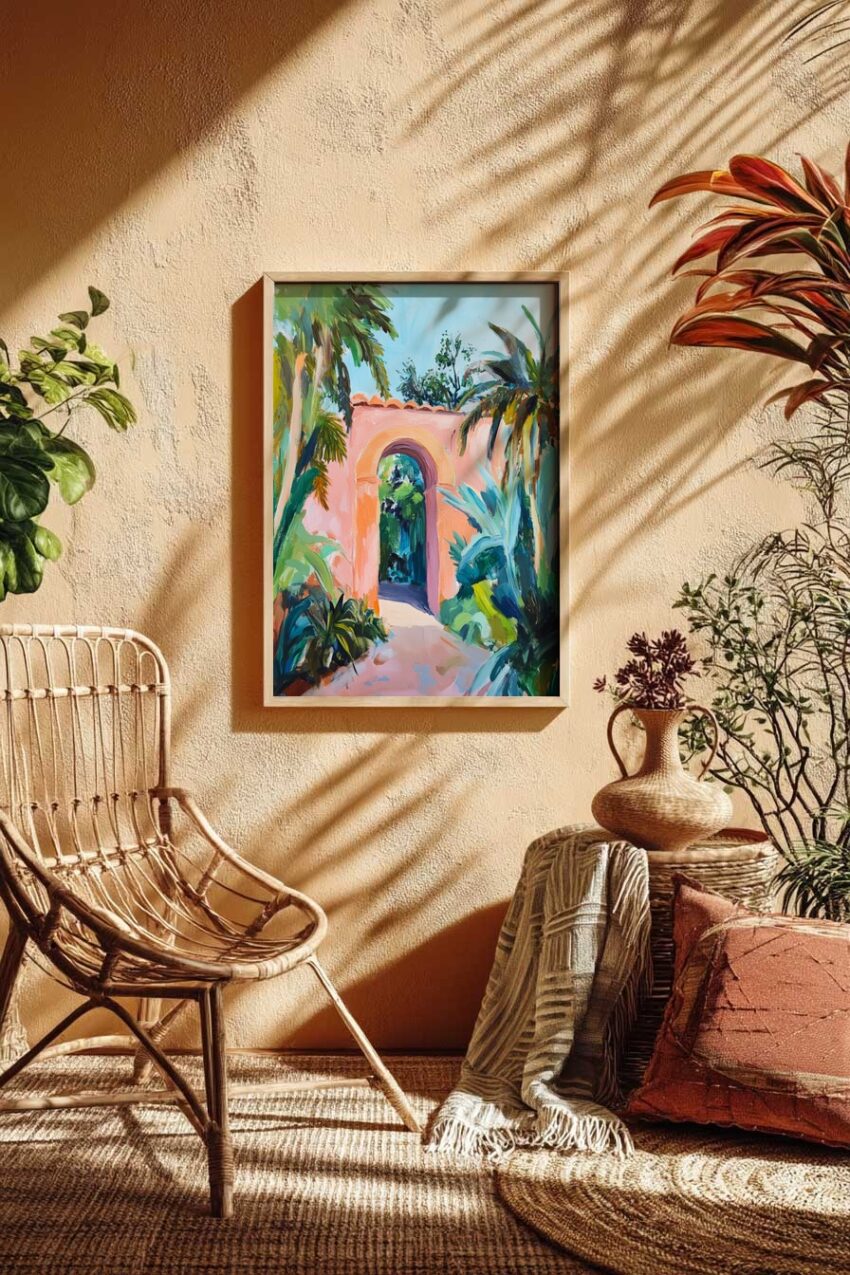 Malerei Poster Bogen Garten mediterran farbig
