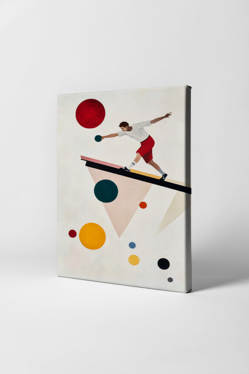 Grafik Poster Bowlingkugel Werfer rot gelb schwarz