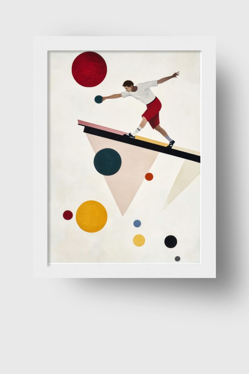 Grafik Poster Bowlingkugel Werfer rot gelb schwarz