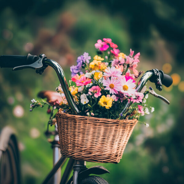 Fahrrad mit Blumen Gerahmt