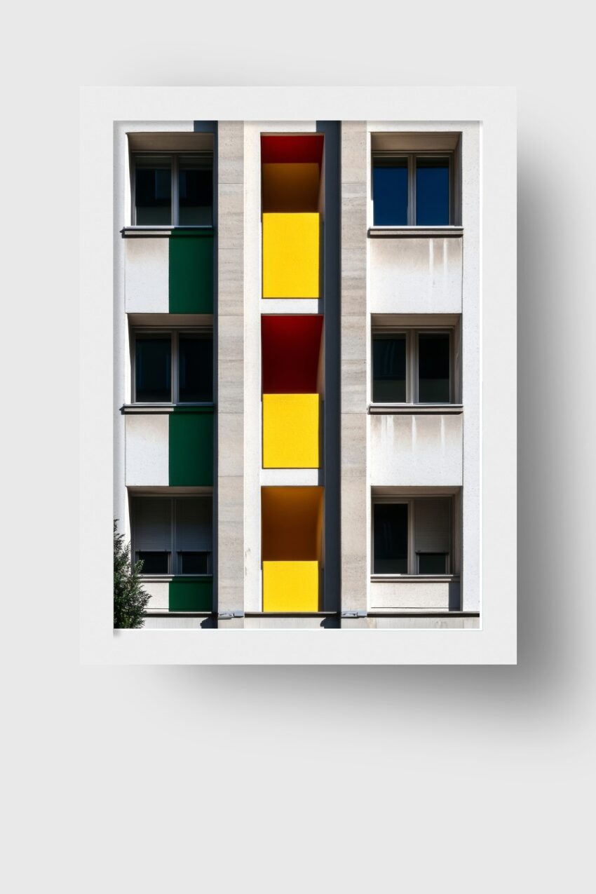 Fotografie Poster Balkon Gelb Rot Stadtarchitektur