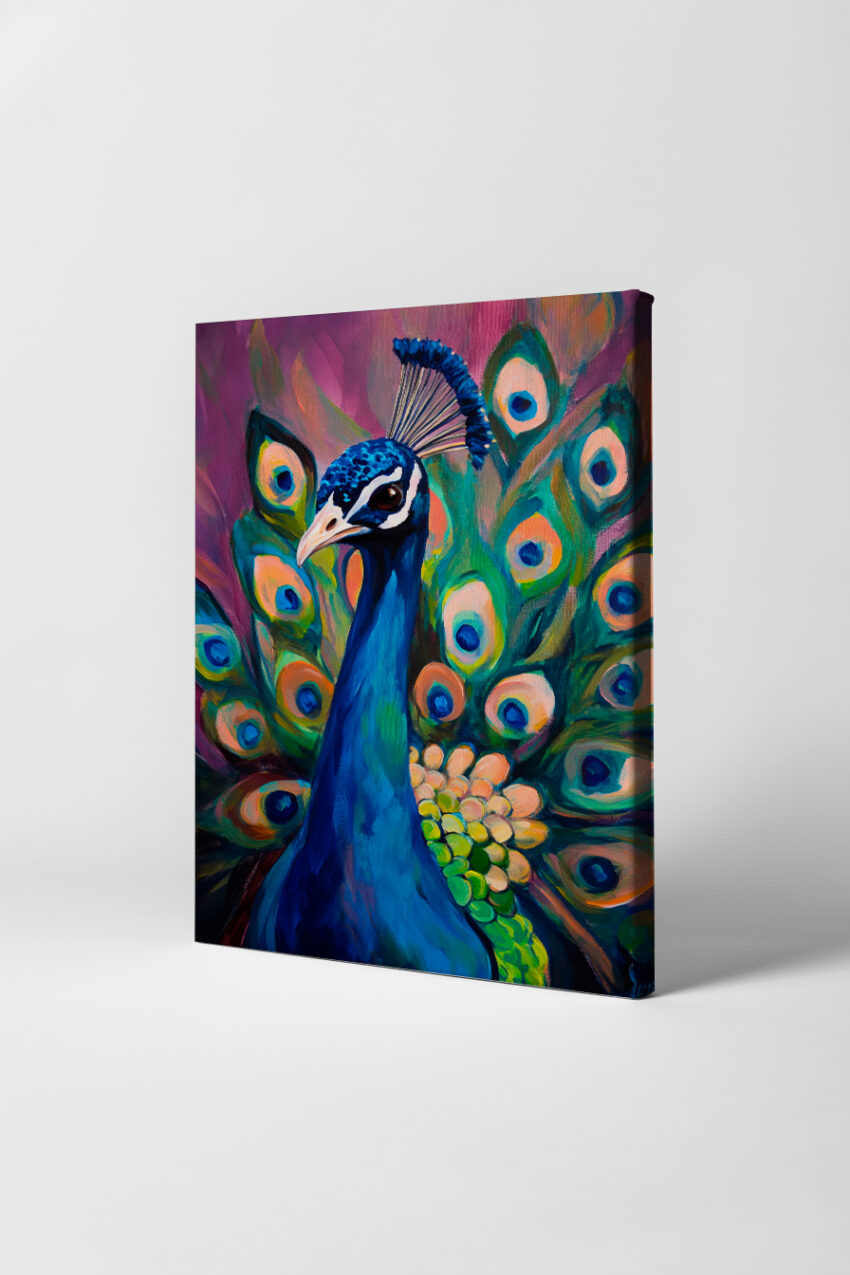 Malerei Poster Pfau farbenfroh blau grün