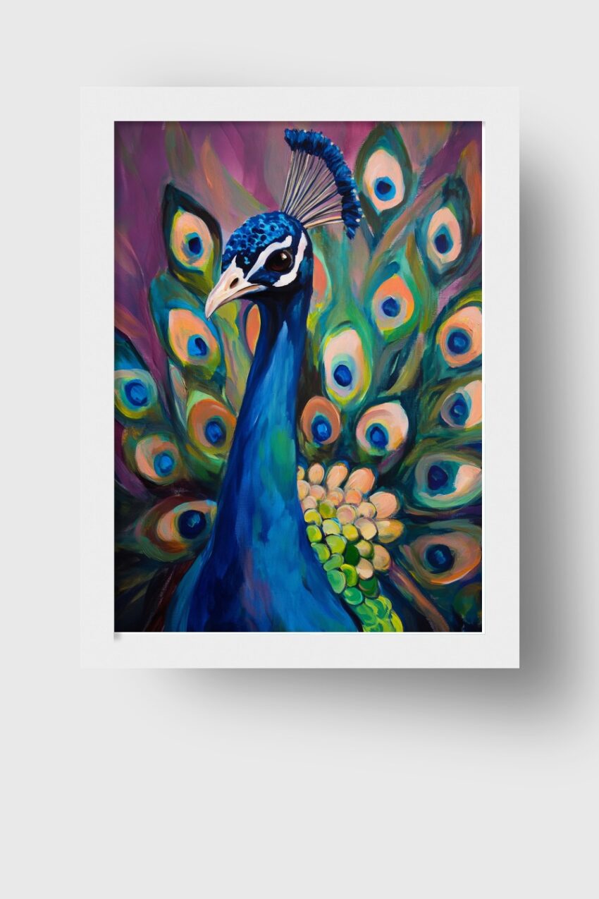 Malerei Poster Pfau farbenfroh blau grün